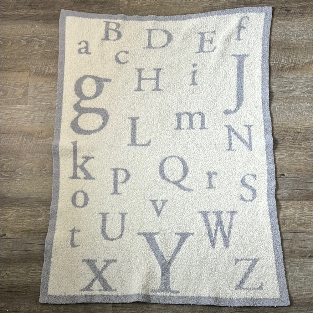 Barefoot Dreams Cream and Gray Alphabet Blanket